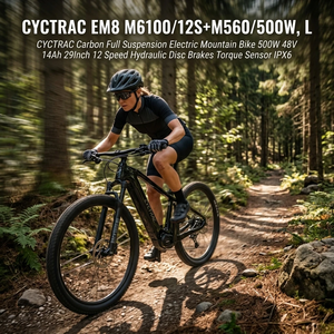 Bicicleta de Montaña CYCTRAC de Carbono con Suspensión Completa, 500W, 48V, 14Ah, 29 Pulgadas, 12 Velocidades, Frenos de Disco Hidráulicos, Sensor de Torque, IPX6 - Product Image 1