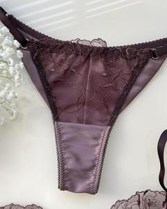 Sô cô la đồ lót thiết lập sang trọng màu nâu ren áo ngực panty thiết lập garter vành đai đầy đủ đồ lót thiết lập món quà sinh nhật cho bạn gái hoặc vợ - Product Image 5