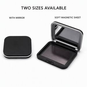 En stock, étui compact cosmétique vide avec miroir, boîte à poudre carrée noire, <span class=keywords><strong>deux</strong></span> tailles, emballage cosmétique, vente en gros, OEM, logo personnalisé - Product Image 1