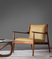 Fauteuil de détente au design nordique, mobilier scandinave pour salon, chaise longue individuelle en bois massif, fauteuil relaxant en PU pour bureau à domicile et chambre