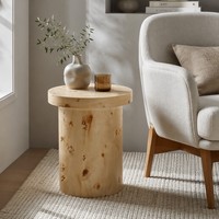 Table basse moderne en bois ronde pour petits espaces, tables d'appoint pour salon et bureau, table d'appoint tambour en bois naturel