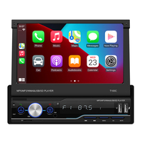 Unidad Principal Bluetooth Universal con USB, Pantalla Táctil de 7 Pulgadas, Carplay y Android Auto Inalámbricos, Sistema de Audio para Auto de Un Solo DIN