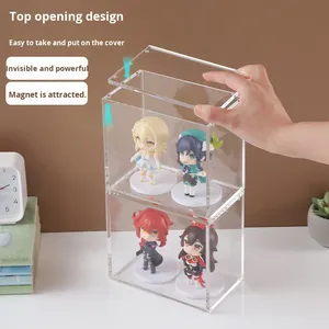 Venta al por mayor Labbub moderno personalizado a prueba de polvo cubierto apilable acrílico figura caja de exhibición monstruo juego tarjeta caja de almacenamiento - Product Image 3