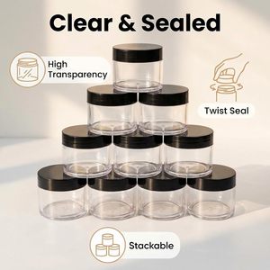 1oz & 2oz Clear PET <b>Plastic</b> Round Cosmetic <b>Jars</b> with Screw on Lids Face Body Cream Containers - Product Image 4