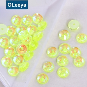 Pierres en verre à coudre de forme ronde à fond plat, couleur néon vif, de 3 mm à 10 mm, avec trou central, pour robes de soirée et de mode - Product Image 5