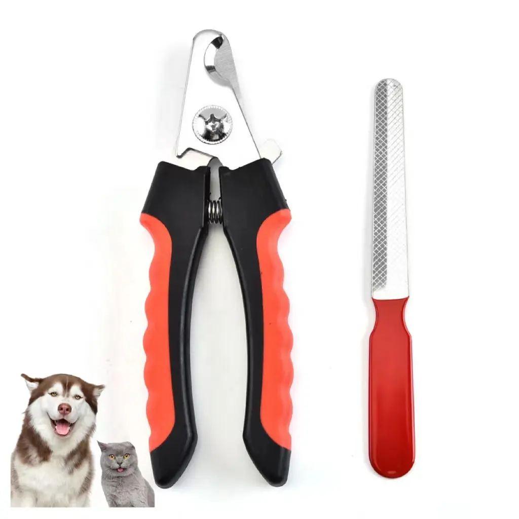 Tesoura de unhas profissional para cães, conjunto de cortador de unhas com aparadores para animais de estimação vermelhos, para evitar cortes excessivos