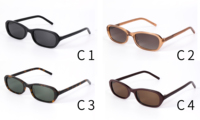 Lunettes de soleil Lbashades 2505 Classic Brand Square Retro Oval, UV400, pour femmes et hommes, polarisées, petite monture fine, fabriquées à la main en acétate.