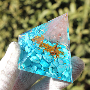 <b>Crystal</b> <b>Tree</b> Pyramid Resin Epoxy Craft 5cm 6cm Turquoise Rose Quartz Feng Shui Desktop Ornament Gift - Product Image 3