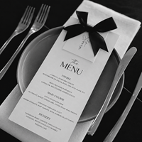 Cartes de menu de mariage personnalisées avec ruban, carte de menu de dîner imprimée personnalisée, menu de table de luxe pour mariage