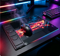 Tapis de souris de jeu en verre haute précision 3-en-1, support de bureau tout-en-un avec charge sans fil rapide pour e-sport compétitif