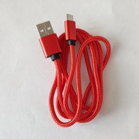 Câble de Recharge Rapide et de Données Rouge Tressé 2 m USB-A vers USB-C pour S10 S9 S8 avec Gaine en Nylon