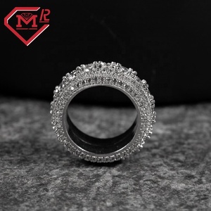 핫 세일 아이스 아웃 밴드 반지 래퍼 스털링 실버 힙합 Moissanite 영원 반지 - Product Image 3