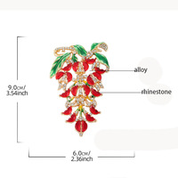 Bros Pin Bunga Wisteria Enamel Kreatif, Bros Pin Anggur Warna Campuran Berbahan Alloy Enamel dan Rhinestone untuk Aksesoris Pakaian