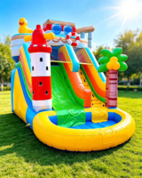 Tobogán Acuático Inflable de PVC AIER, Diseño de Barco Pirata, Temática Deportiva, Ecológico, Uso Comercial, Juego Acuático Infantil para Exteriores, Venta al Por Mayor de Fábrica