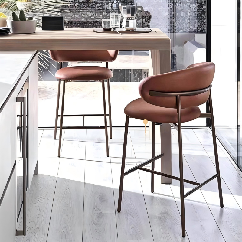 Modern Upholstered Bar Stool – Fabric High Chair with Backrest for Home, Tavern, Café & Restaurant - View 2