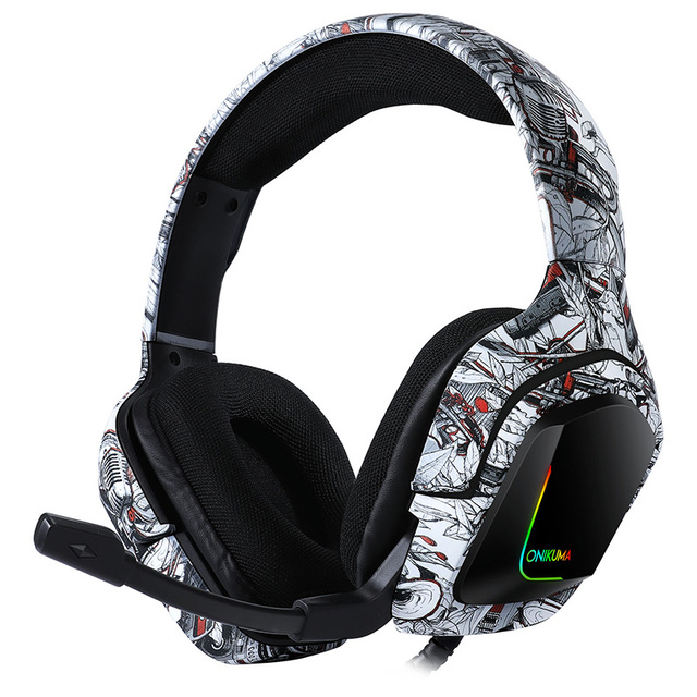 Free Sample ONIKUMA K20 Fashion Pattern Camouflage RGB Light USB 3.5mm Gamer Headset