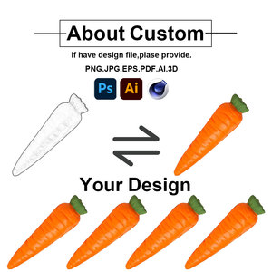 Jouets anti-stress en forme de carottes en PU simulées, impression de logo personnalisée, outils pédagogiques sur les légumes pour enfants - Product Image 5