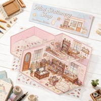 Kit d'autocollants de scène miniature 3D personnalisés, ensemble DIY mignon pour bibliothèque, boutique, boulangerie, artisanat de journalisation chaleureux