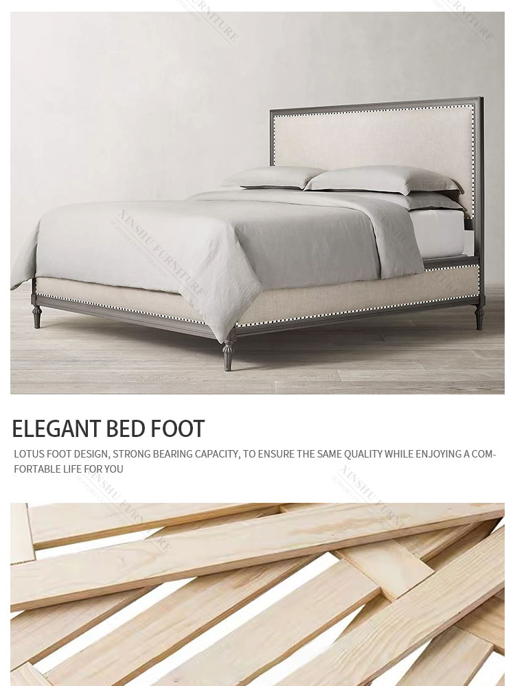 american country top quality long lasting luxury nordic double king bed french retro 1.98m custom  bedroom solid wood bed