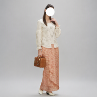 Malaisie Baju Kurung Femme Musulmane Modeste Ensemble 2 Pièces Broderie Florale Paillettes Haut Jupe Longue Personnalisable ODM OEM Vente en Gros et Petites Commandes