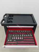 Chariot à outils roulant d'atelier OEM 258 pièces avec 7 tiroirs, acier SPCC, serrure à clé, jeu complet de clés à douilles pour garage et réparation automobile