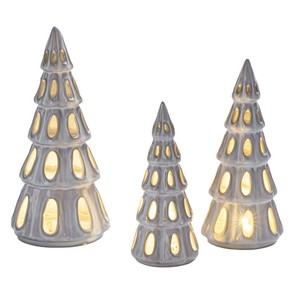 Trắng gốm Tabletop <span class=keywords><strong>Tree</strong></span> Gốm Cây giáng sinh với LED thắp sáng - Product Image 2