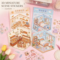 Kit d'autocollants PET personnalisés OEM pour maison de poupée, boulangerie, chambre d'animaux mignons, scènes miniatures 3D Kawaii à faire soi-même – Votre design
