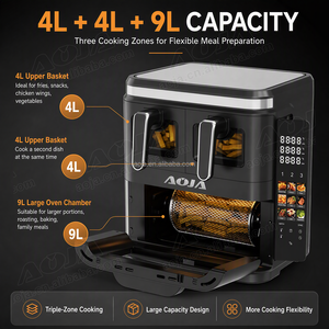 Freidora de Aire Digital OEM 3 en 1 de 3000W con Triple Recipiente (4L+4L+<span class=keywords><strong>9L</strong></span>), Panel de Control Plegable y Función de Horno para Asar y Grill - Product Image 2