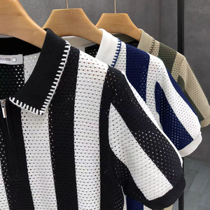 Maglioncino <span class=keywords><strong>Jacquard</strong></span> <span class=keywords><strong>Jacquard</strong></span> uncinetto Pullover in maglia <span class=keywords><strong>Jacquard</strong></span> a righe di alta qualità da uomo - Product Image 3