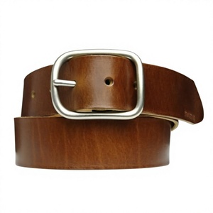 Cinturón Formal de Cuero Genuino Marrón Sólido con Hebilla Cuadrada/Rectangular de Acero, Duradero para Hombre, Soporte OEM Premium - Product Image 2
