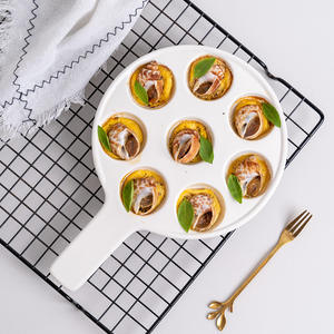 Plats à escargots en céramique, grands plats à escargots en <span class=keywords><strong>porcelaine</strong></span>, <span class=keywords><strong>plat</strong></span> à escargots à cuire avec poignée, 8 trous - Product Image 3