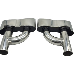 Compatible avec la série <span class=keywords><strong>Mercedes</strong></span>, style original, double tuyau d'échappement en forme de Y, acier inoxydable 304, version polie - Product Image 1