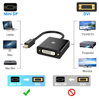 Adaptateur Convertisseur Mini DP vers DVI, plaqué or 1080P (compatible avec le port Thunderbolt) Mini vers DVI Mâle vers Femelle