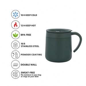 Custom logo Promotional Business Gift Vacuum Office <b>Double</b> <b>Wall</b> Insulated Coffee Cup 12oz Stainless Steel Coffee Mug Wiht Handle - Product Image 5