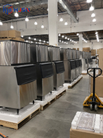 Machine à glaçons industrielle et commerciale de 90 kg, refroidissement par air, 24 heures, compacte, pour les petits restaurants, cafés et bars