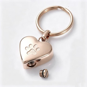 Gantungan Kunci Bentuk Hati untuk Abu Jenazah dari Baja Tahan Karat 316L Berlapis Emas 18K Pvd NPet Paw,  OEM/ODM, Kenang-kenangan Memorial dengan Perlengkapan Pengisian - Product Image 3