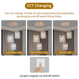 3-<b>Light</b> Crystal Modern Cluster Pendant Lighting Over Table Hanging Ceiling <b>Chandelier</b> Fixture for Kitchen Island Dining Room - Product Image 2