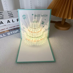 <span class=keywords><strong>Carte</strong></span> de Vœux <span class=keywords><strong>Personnalisée</strong></span> Lumineuse Musicale 3D Avancée en Forme de Gâteau, Cadeau Fait Main pour Anniversaire ou Déclaration d'Amour - Product Image 3