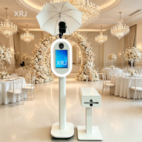 Kiosque d'impression photo instantanée Xingruijia, design métallique elliptique, écran tactile 14 pouces, compatible DSLR et smartphones, roulettes mobiles