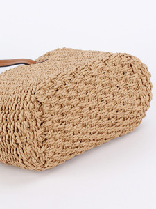 Summer Simple French <b>Square</b> Large Capacity Paper Rope Woven Bag Polyester Retro Fashion Daily Leisure Women's Tanjing - Product Image 4