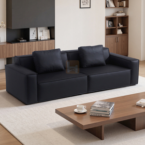<span class=keywords><strong>Canapé</strong></span>-lit moderne en <span class=keywords><strong>cuir</strong></span> <span class=keywords><strong>microfibre</strong></span> noir de style italien, cadre en bois massif, écologique, durable, minimaliste, salon personnalisé - Product Image 4