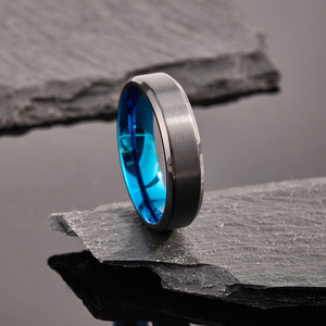 6Mm Màu Đen Titan Nhẫn Matte Chải Màu Xanh Bên Trong Cho Nam Giới Phụ Nữ Biểu Tượng Tùy Chỉnh Phong Cách Vài Đám Cưới Ban Nhạc Vòng Không Thấm Nước - Product Image 3
