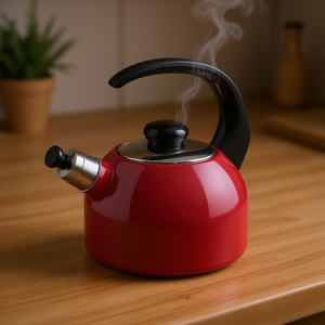 RIESS Classic Plus Whistling <b>Kettle</b> 2.5L Stainless Steel Red Kitchen Use - Product Image 3