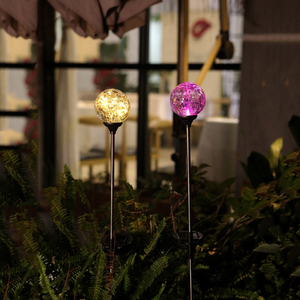 Lampu Taman tenaga surya bola kaca retak, lampu dekorasi Multi warna RGB, bola retak berubah warna, lampu taman tenaga surya, 6cm 8cm - Product Image 4
