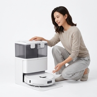 Robot aspirateur et serpillière tout-en-un avec lavage à l'eau chaude, station de séchage à air chaud, auto-nettoyage humide et sec pour sols domestiques