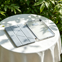 Étui magnétique blanc antichoc pour iPad Pro 11 pouces / iPad Air, coque transparente en TPU anti-chute avec support réglable