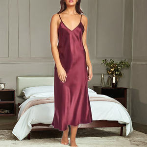 Camicia da notte Sexy donna di lusso 100% pigiama camicia da notte in pura <span class=keywords><strong>seta</strong></span> abito da notte 19 mamme <span class=keywords><strong>lungo</strong></span> <span class=keywords><strong>lungo</strong></span> polpaccio femminile in <span class=keywords><strong>seta</strong></span> grezza Chemise - Product Image 2