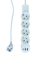 Prise murale allemande 4 voies avec interrupteur, 2 ports USB + 1 port Type-C, multiprise européenne, spécification européenne