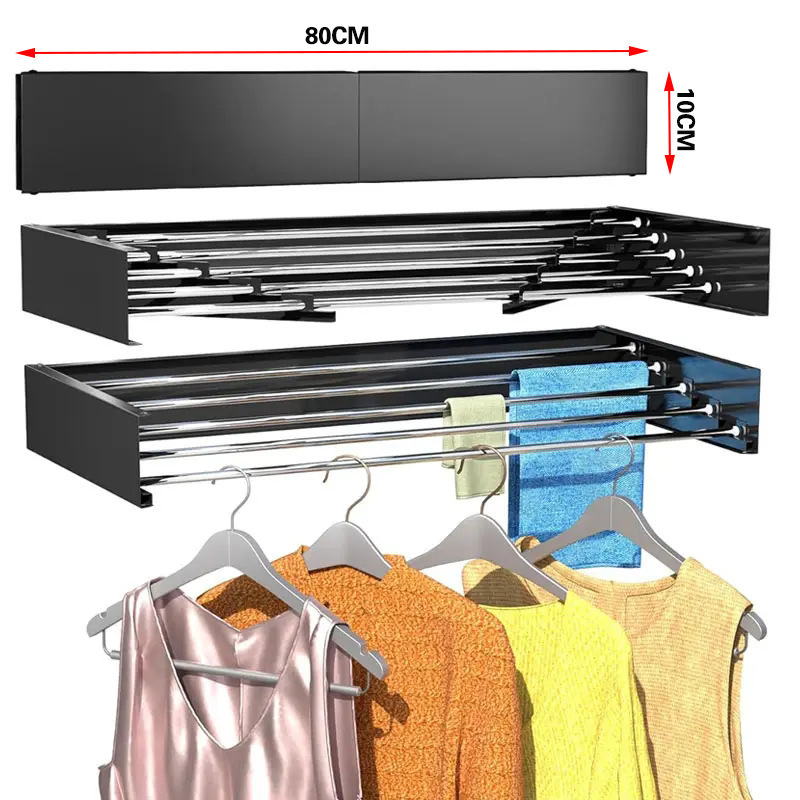Simple black 80cm [5-pole drying rack]