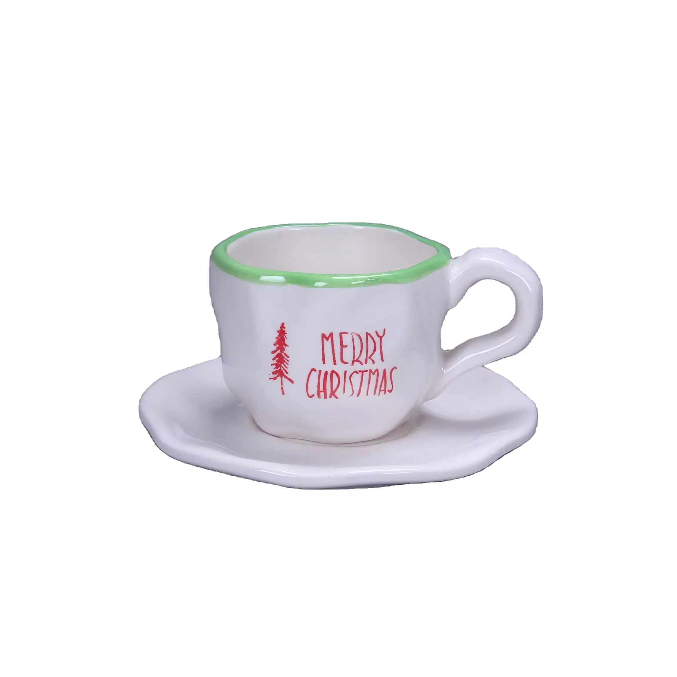 Conjunto de xícaras e pires para casal de chá em forma de flor, caneca de café com pétalas de cerâmica personalizadas, nova tendência